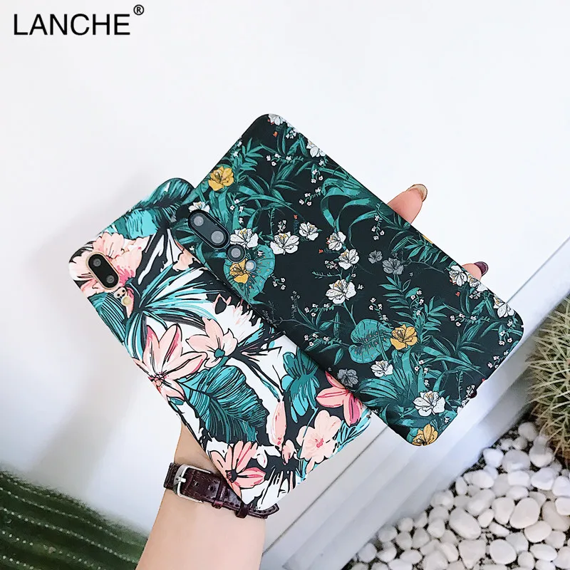 

LANCHE Phone Case Cover For huawei p20 lite P20 Case Floral Flower Hard Plastic Cover For huawei P20 pro Nova 3E P20 plus Coque