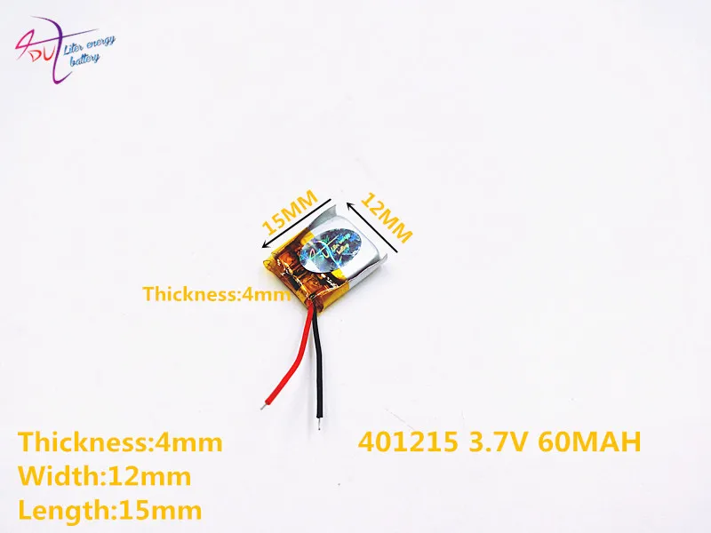 3,7 V 60mAh 401015 401215 литий-полимерный Li-Po литий-ионный аккумулятор для Mp3 MP4 MP5 gps мобильного bluetooth