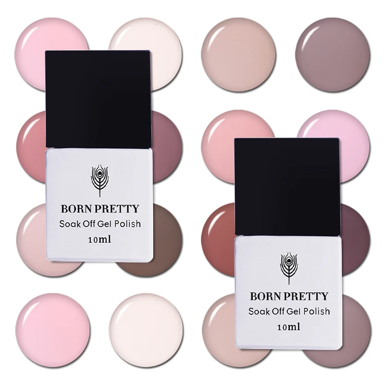 12 Bottles Nude Nail Gel Polish 10ml Soak Off UV Gel Polish Set 12 Colors BORN PRETTY Nail Art Polish Gel