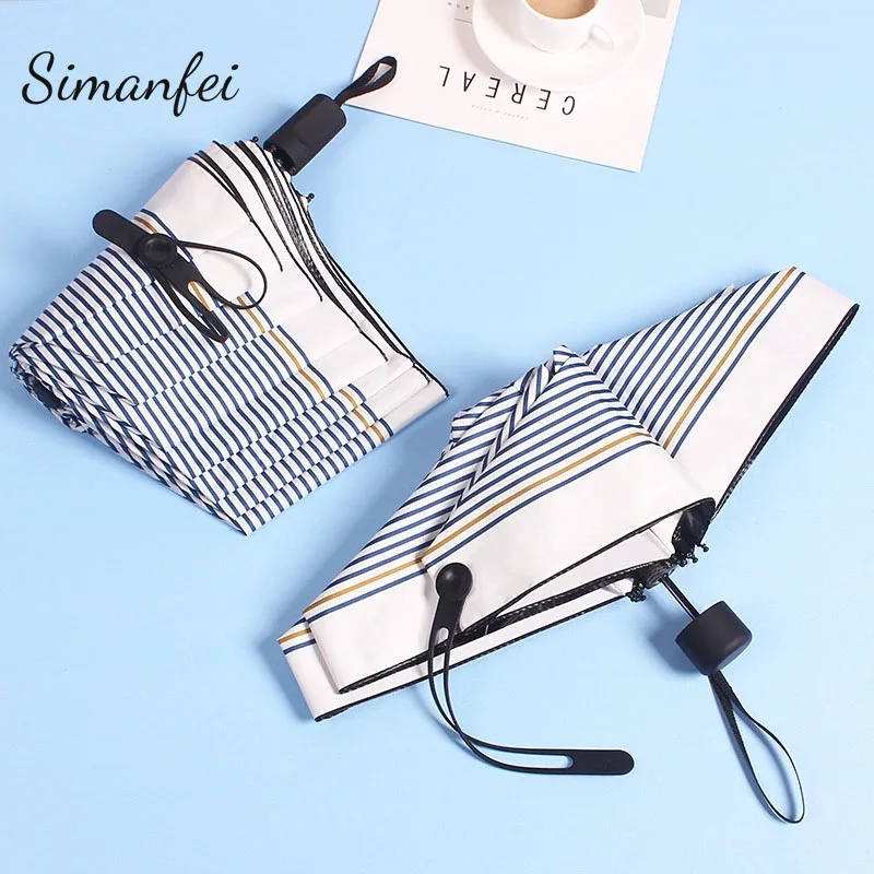 

Simanfei 2017 New Arrival Ultra-light Umbrella For Adults Anti-UV Five-folding Parasol Pocket Navy Style Windproof Umbrellas