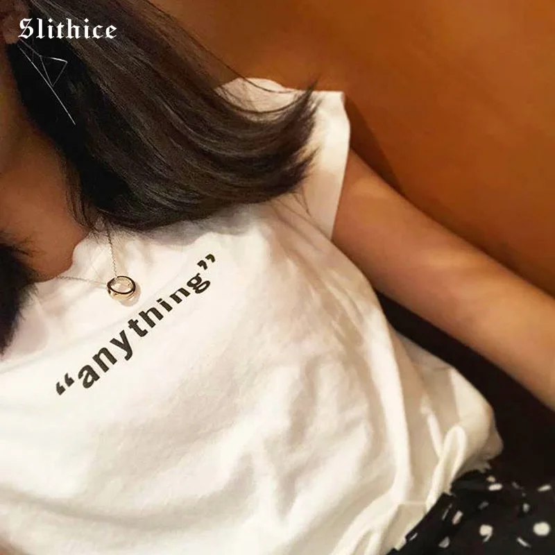 Slithice новые женские футболки с коротким рукавом хлопковые рубашки надписью