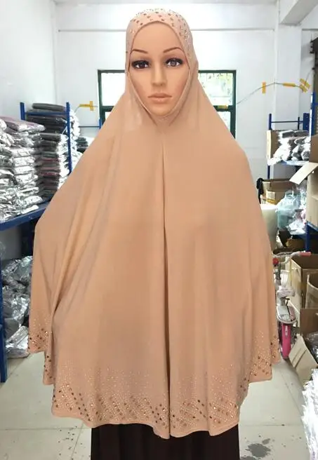 H1066a новейший большой размер молятся хиджаб со стразами и кристаллами, мусульманский хиджаб шарф