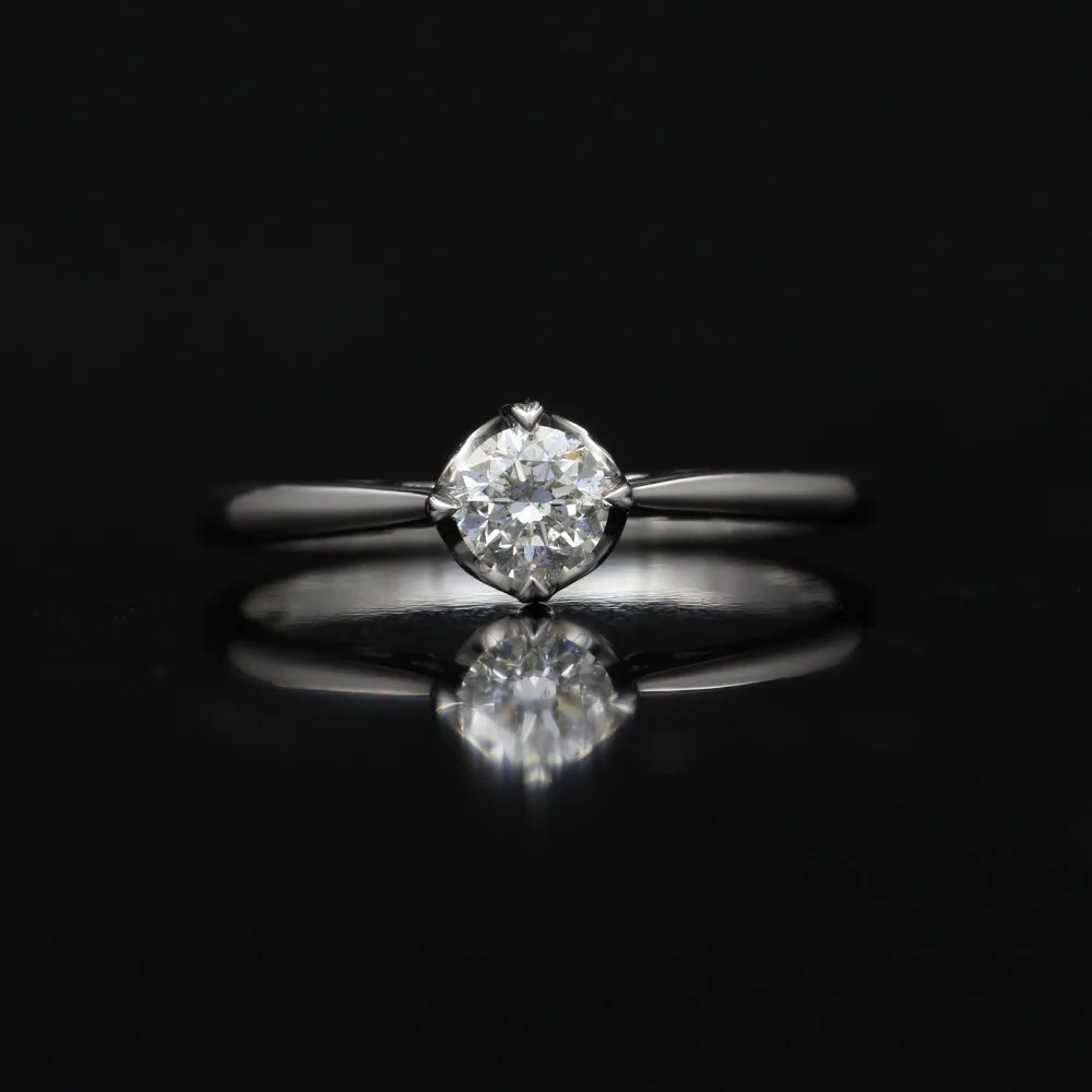 

LASAMERO 0.332CT FG/SI Round Cut Modern Romance Natural Diamond Ring For Women 18k White Gold Certified Engagement Wedding Ring
