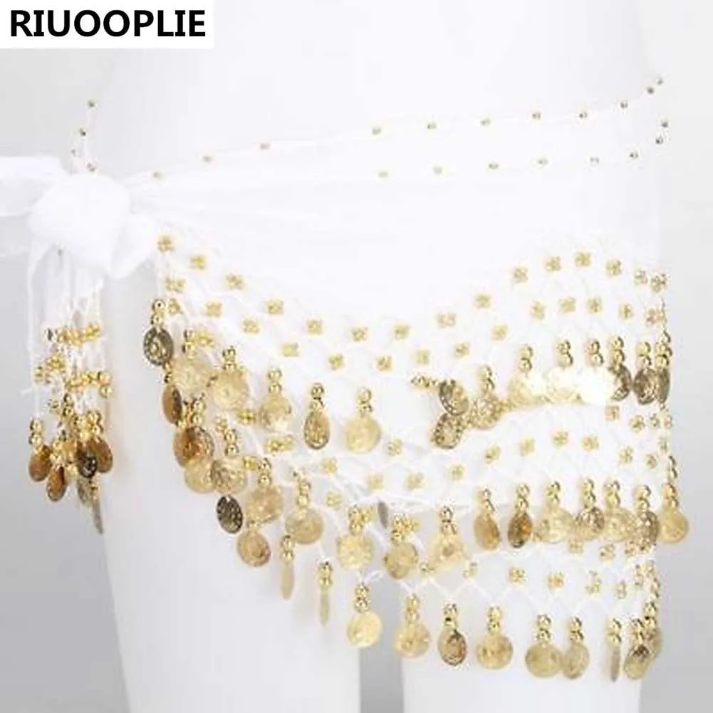 

Dance Gold Coin 3 Rows Belt Hip Scarf Skirt Wrap Chain Dancing Costume Skirt