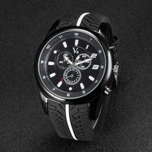 2016 Mode Top Marque V6 Hommes Mouvement Quartz Montre-Bracelet Pneu Lignes Bracelet En Caoutchouc Classique Casual Cadran Mâle Cadeau Sport Montres