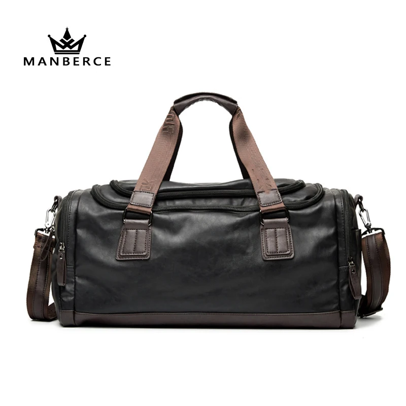 mens black leather travel bag