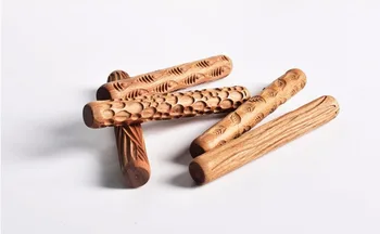 

4pc/set pottery craft wooden sculpture tool Clay carving tools Wood texture mud rolling stick embossing pattern rolling stick