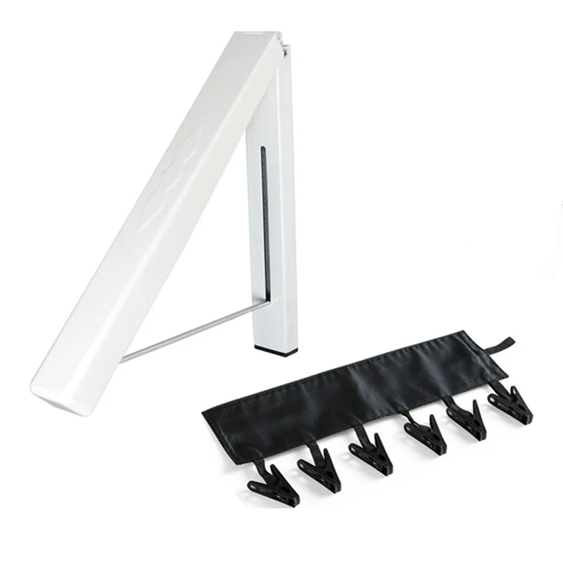 1pc Wall Mounted Clothes Hanger Adjustable Folding Drying ...