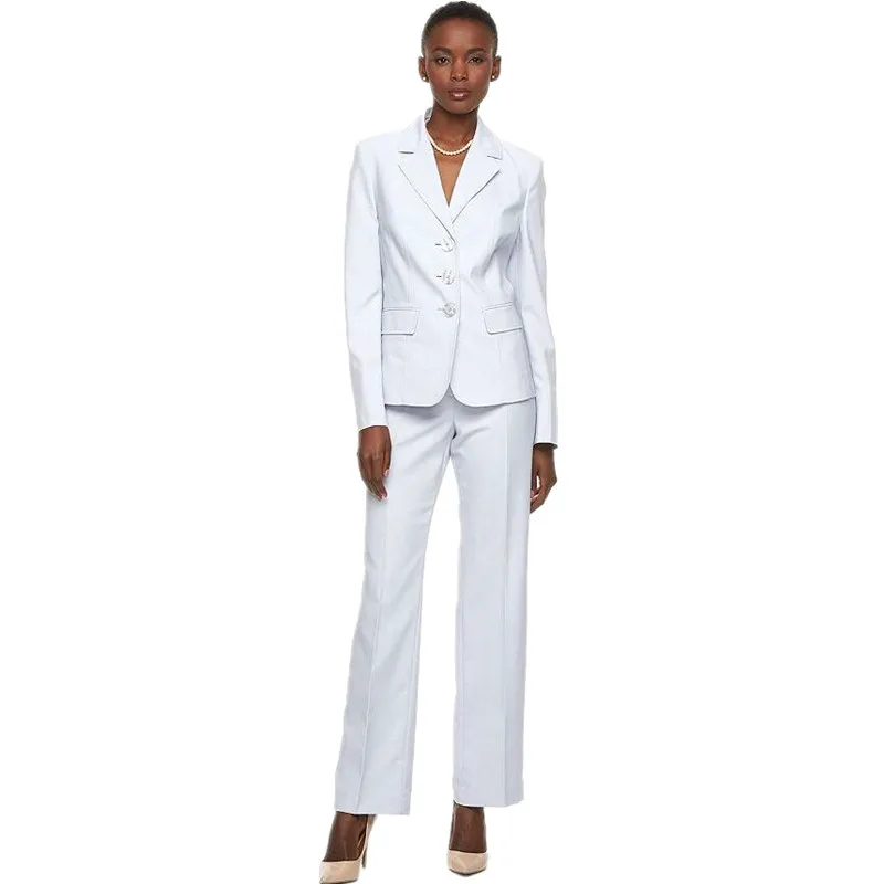 

Women Pant Suits Slim White Women Tuxedos Peaked Lapel Suits For Women's Clothing Custom Made three Button Business Women Suits