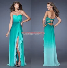 2016 New Design Strapless Ombre Prom Dresses A line Sweetheart Gradient Chiffon Party Girls Dress vestidos