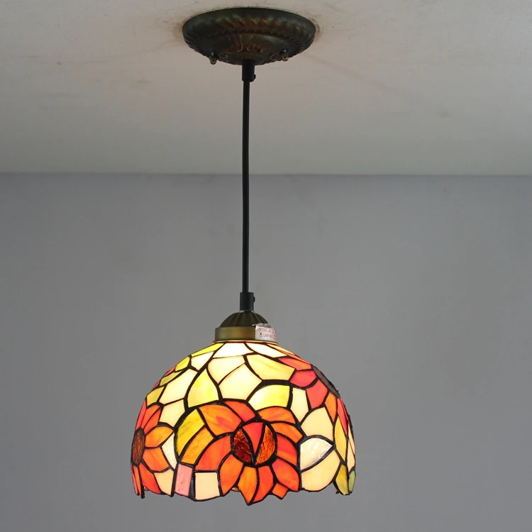 

European creative Garden sunflower Restaurant Art lighting Bar terrace Tiffany Stained glass decorate Pendant lamps E27 110-240V