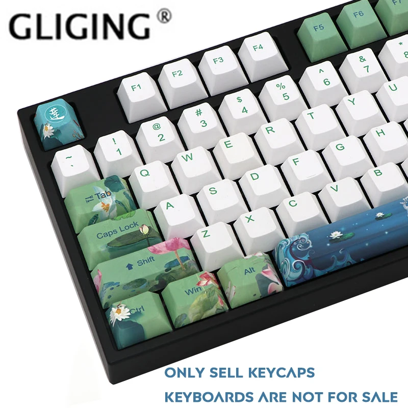 

126-Key Lotus Dye-Subbed PBT Keycaps For Mechanical keyboard Custom Lotus Keycap Suitable For Cherry Mx