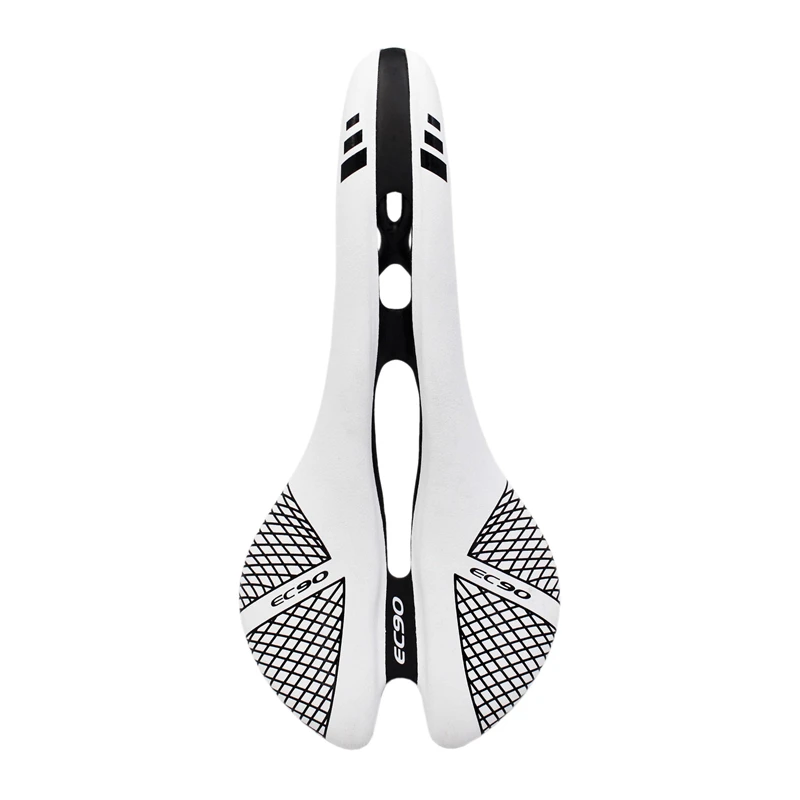 EC90 Carbon Fiber Bicycle Saddle RoadMTB Bike Carbon+Leather Saddle Seat BlackWhite (8)