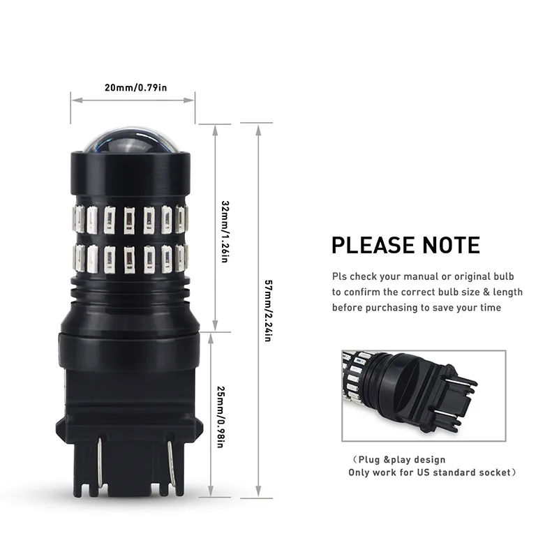 2 шт. 3157 LED красный белый Янтарный Желтый 3156 3057 3056 48SMD T25 светодиодные лампы P27/7 W