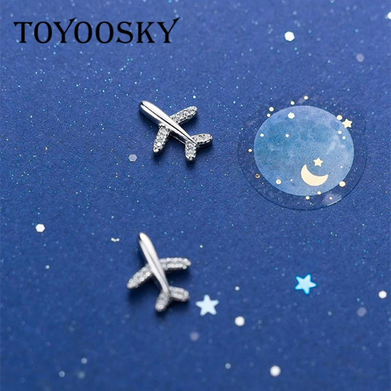Дизайн Серебро 925 пробы авиационный самолет плоскости серьги с камнями циркона ручной работы ювелирные изделия с уплотнением