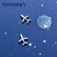 Дизайн Серебро 925 пробы авиационный самолет плоскости серьги с камнями циркона ручной работы ювелирные изделия с уплотнением