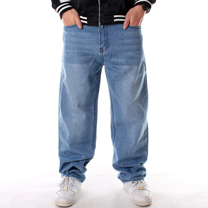 Мужские свободные джинсы в стиле хип-хоп светло-голубые джинсовые скейтерские штаны больших размеров