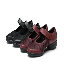 Популярные женские Танцы кроссовки обувь для женщин свиной кожи ткань сетка hiphopshoes джаз обувь