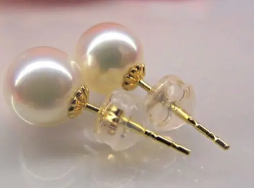 

charming pair AAA round 10-11mm south sea white pearl earring