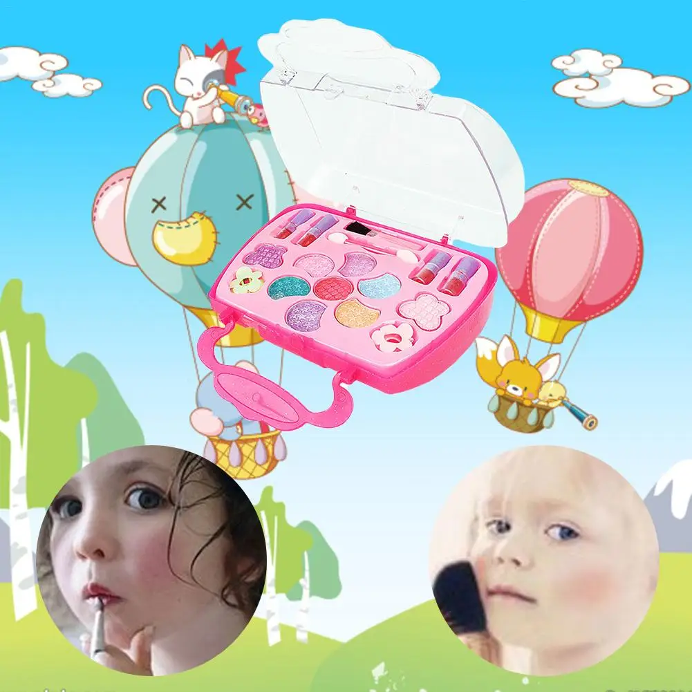 

Children's Cosmetics Princess Makeup Box Set Safe Non-Toxic Girl Makeup Kit Box Eyeshadow Lips Palette Box