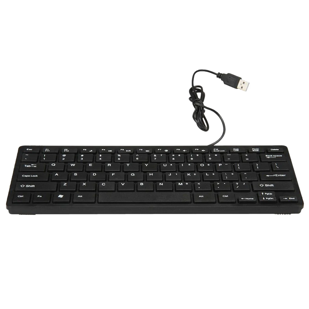 Черный ультра-тонкий тихий маленький размер 78 клавиш Мини мультимедийная USB клавиатура для ноутбука ПК