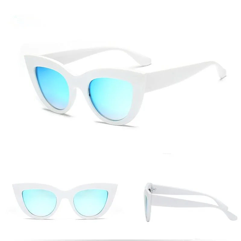 Для женщин солнцезащитные очки «кошачий глаз» Брендовая дизайнерская обувь в стиле ретро очки HD объектив Дамская мода Cateye Винтаж солнцезащитные очки для женщин, UV400