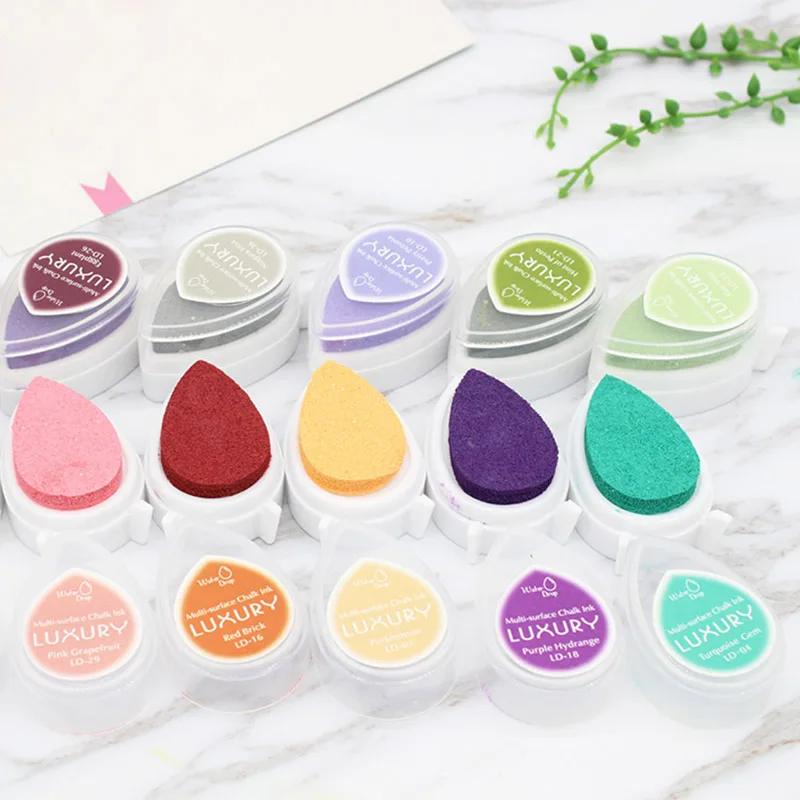 

Newly Mini Water Droplets Shape Ink Pad Colorful Cartoon Stamp Ink Pad Set for DIY Art Craft MK