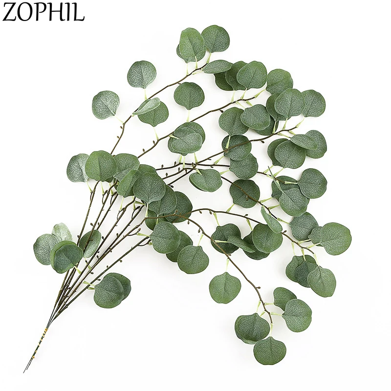 

Artificial Plant Simulation Eucalyptus Green Leaves Fake Plastic Plant Flowers Leaf Room Home Decoration Tropical Party 58cm