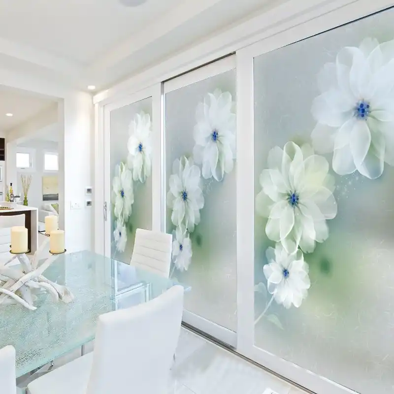 Custom Made Size Stained Glass Window Film Sliding Door Closet