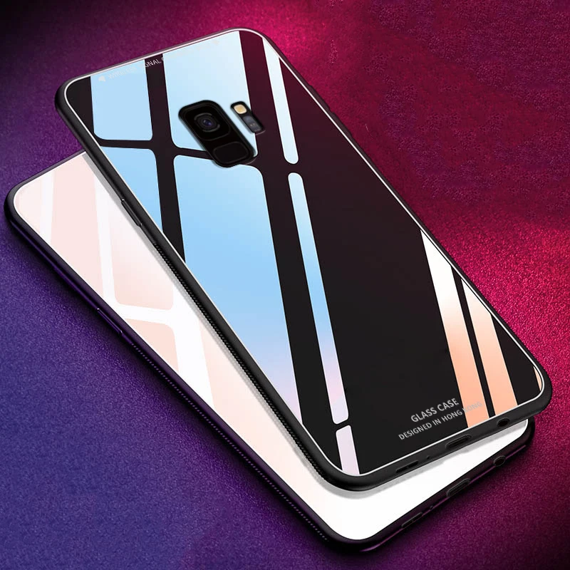 

For Samsung Galaxy A8 2018 Case Luxury Glossy Tempered Glass Silicone Frame Hard Cover For Samsung Galaxy A8 Plus 2018 A6 A8+