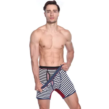 

Men Underwear Boxers Loose Comfortable Pure Men Hot Fashion Striped Colourful Comfortable 100% Cotton Underwear Plus Size Z506