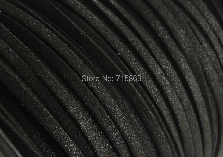 

Free Ship 100 Meters 5mm x 1.5 mm Metallic Black Faux Suede Leather cord