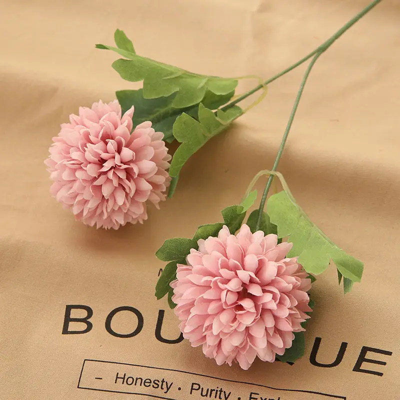 

2Heads Chrysanthemum ball flower branch Artificial flowers fleur artificielle flore for home wedding DIY decoration fake Flowers