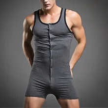 Сексуальная майка Для мужчин Боди хлопковое Мужское нижнее белье плотный формирователь пикантные Одна деталь и пуговицы Bodywear одноцветное Цвет Для мужчин корсет