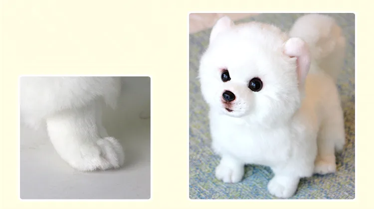 Dorimytrader Lovely White Dog Pomeranian Plush Toy Stuffed Cute Quality Animals Dogs Doll for Kids Gift 28cmX12cmX22cm DY50058(13)