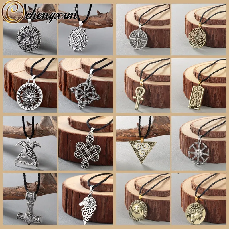 

CHENGXUN Gothic Kolovrat Male Necklace Amulet Pagan Slavic Handmade Pendant Necklace Sun Wheel Nordic Amulet Viking Men