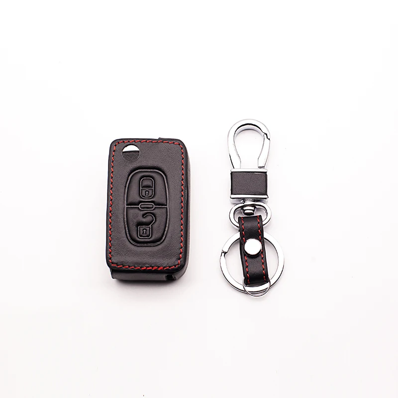Высококачественные кожаные автомобильные ключи для Peugeot 107 206 207 208 306 307 308 407 408 RCZ