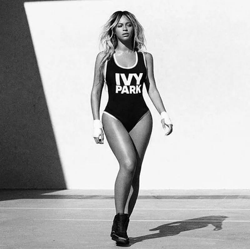 

2017 High Cut Beyonce Jumpsuit IVY PARK Letter Print One Piece Swimsuit Ladies Beach Bathing Suit Plus Size Swimwear Bodysuit