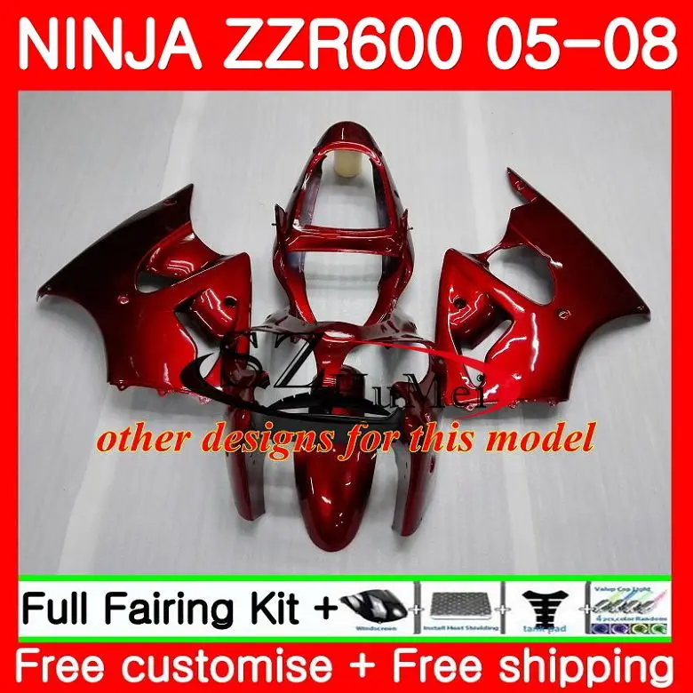 Кузов для Kawasaki NINJA ZZR-600 ZX 600CC ZX600CC белый глянцевый 14SH10 ZZR 600 05 06 07 08 ZZR600 2005 2006 2007 2008 Обтекатели
