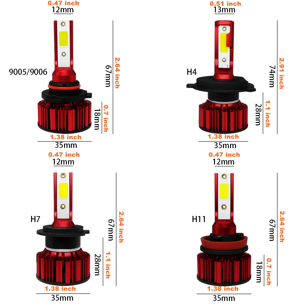 Вызывают 9006 9005 H4 H7 H11 светодиодный лампы HB3 COB чипы 50 W 7000LM 6000 K автомобилей светодиодный авто фары Фары противотуманные свет 12 v 24 v