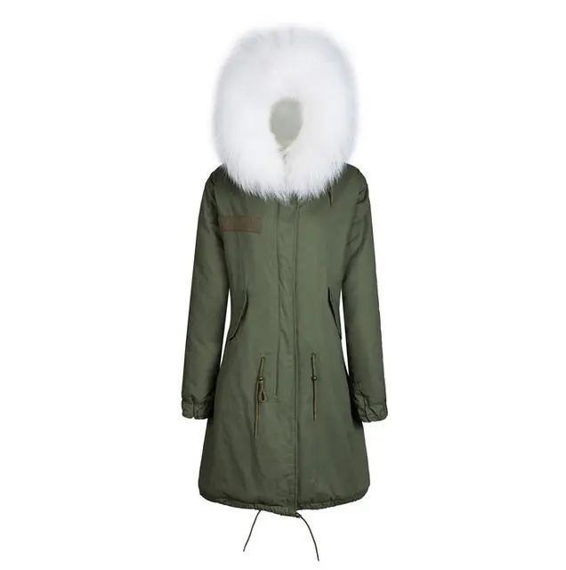 Cheap Long style parka winter jacket parka fur jacket white color
