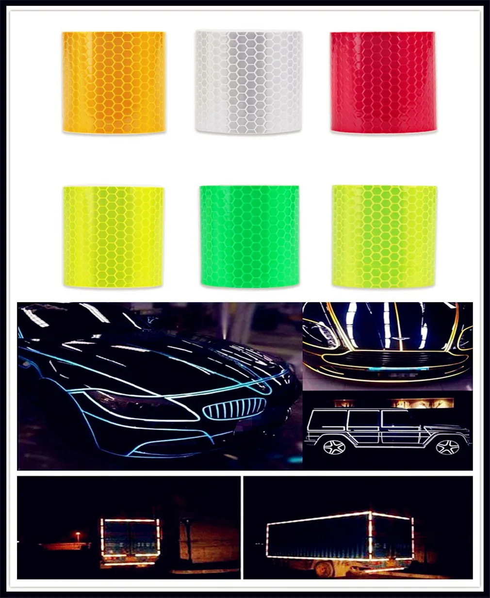 Car Accessories Reflective Sticker Decal Warning Tape Film for BMW EfficientDynamics 335d M1 M-Zero 545i 530xi | Автомобили и