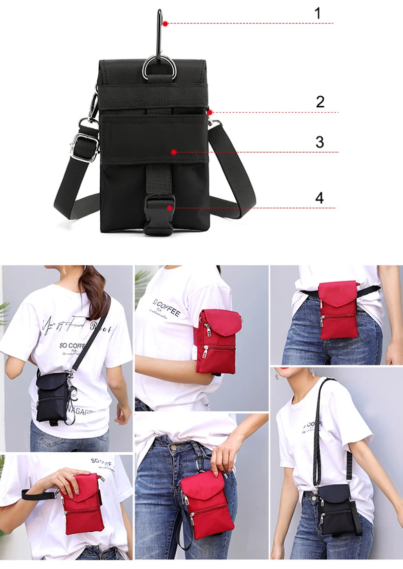 

2019 New Unisex Mini Shoulder Bag Casual Small Crossbody Bags For Women Men Multi-function Nylon Flap Bag Phone Bag Card Holder