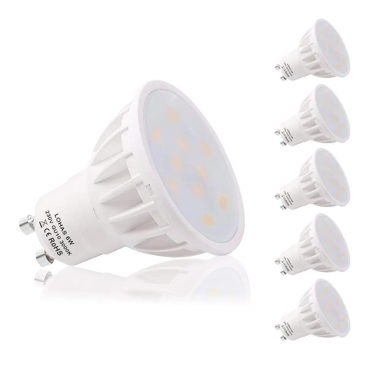 

Spot Light Dimmable GU10 Base 6W LED Beautiful 6000K 500lm Day White 50W Replacement for Halogen Bulb for Room,Hotel-5PACK