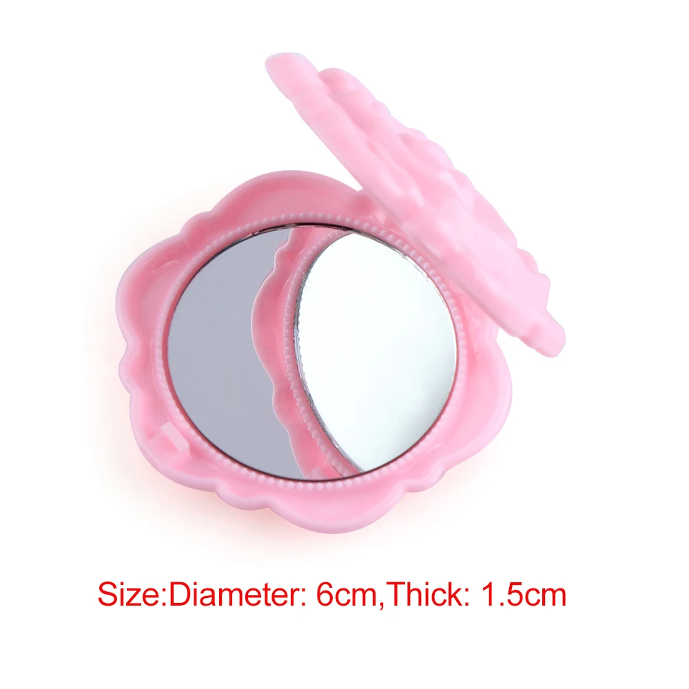 

1PCs Women Girl Portable Folding Two-side Flower Rose Shape Travel Pocket Mirror 3D Double Magnified Hand Makeup Mirror Cosmetic