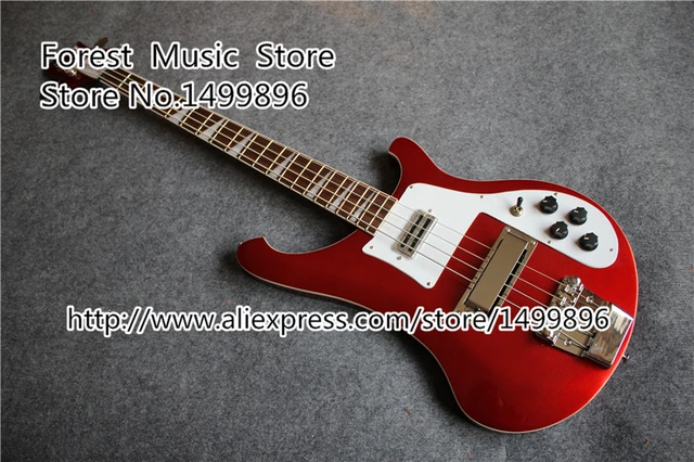 Cheap Custom Shop Ruby Red R4003 Electric Bass Guitar Neck Through Rick Bass Guitar Body & Kit Left Handed Available