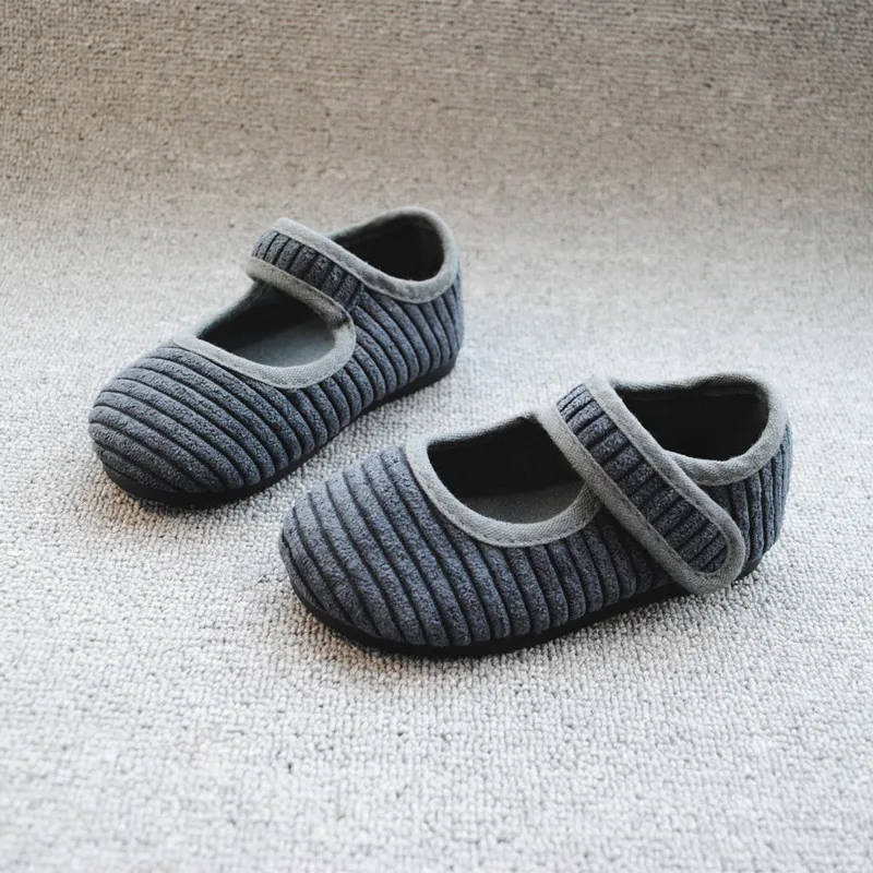 

Child Corduroy Flat Fashion Dress Shoes Unisex Kids Summer Autumn Cotton Fabric Soft Rubber Sole Lovely Princess Footwear