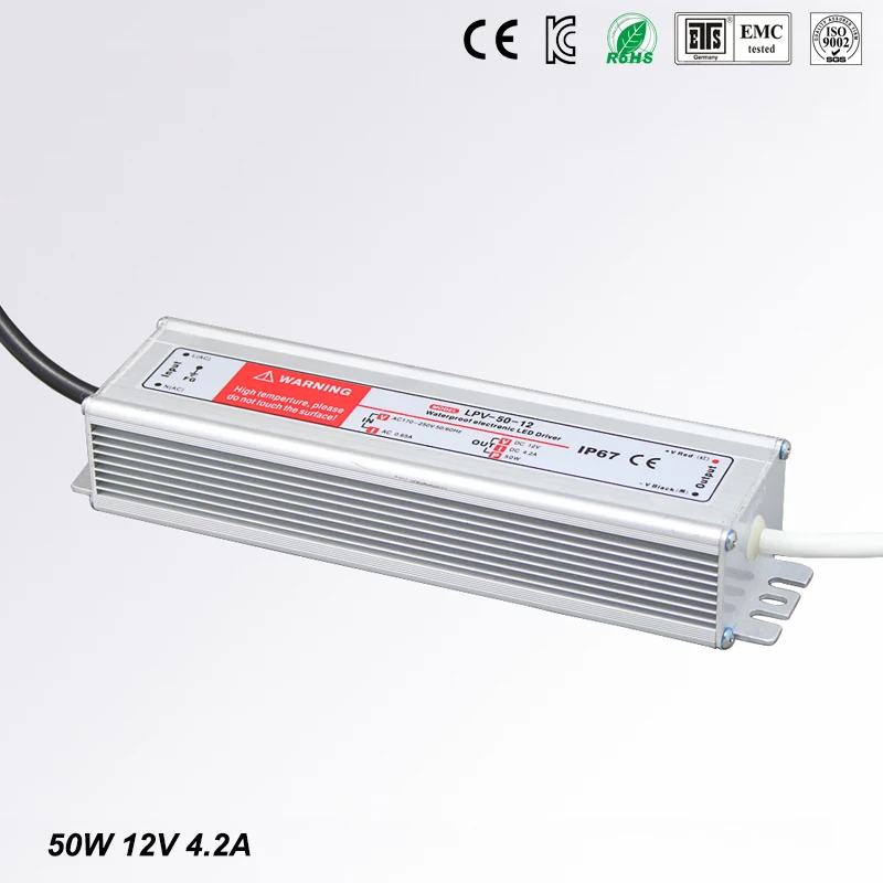 

(LPV-50-12) 100~250VAC to 12vDC Power transformer waterproof IP67 dc 12v 50w led power supply waterproof power supplies