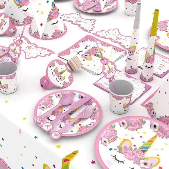 Unicorn Party Kits 1st Birthday Unicorn Headband Paper Cups Plates