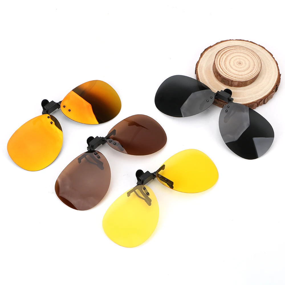 Polarized Sun Glasses Clip On Sunglasses For Men Women Anti-UVA UVB Driver Goggles Car Driving Night Vision Lens